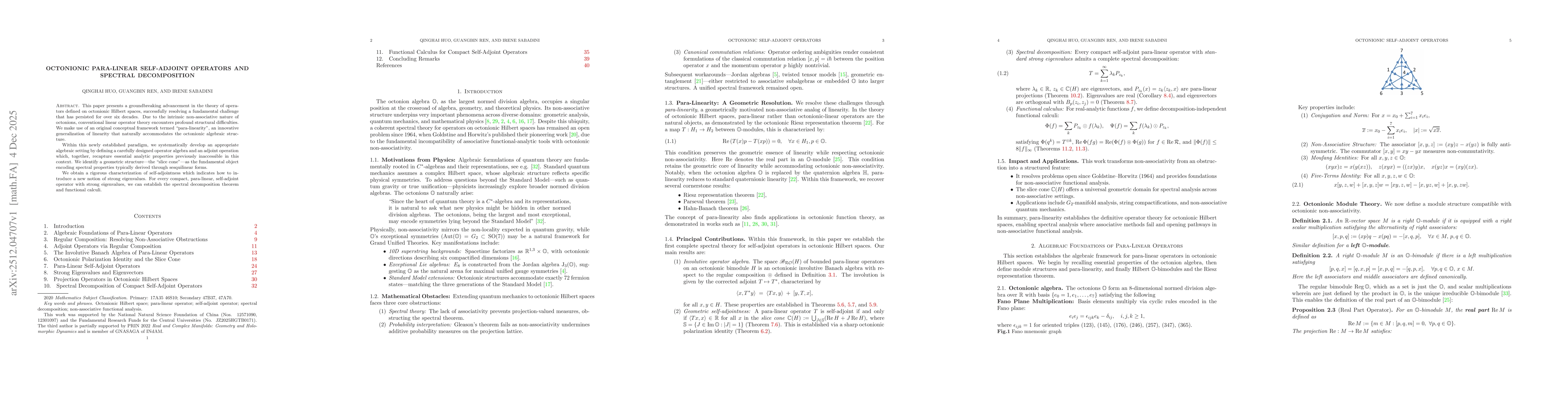 Thumbnail for Octonionic Para-linear Self-Adjoint Operators and Spectral Decomposition