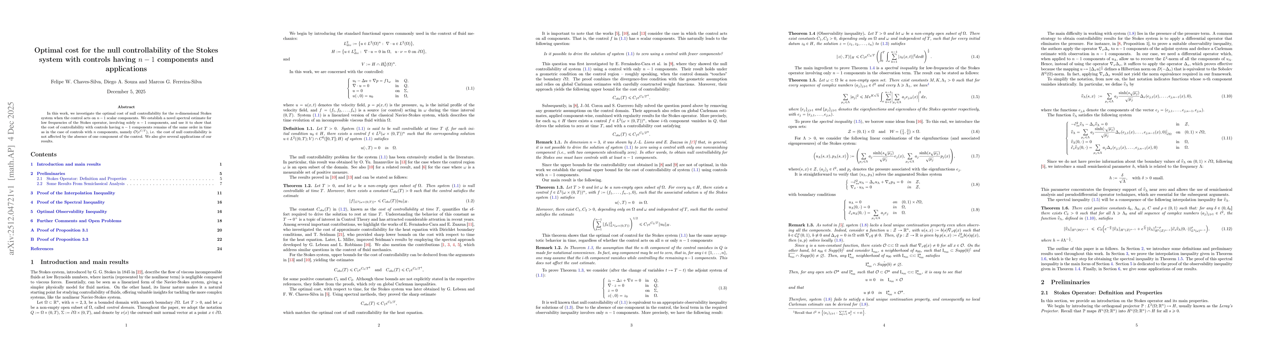 Thumbnail for Optimal cost for the null controllability of the Stokes system with controls having $n-1$ components and applications