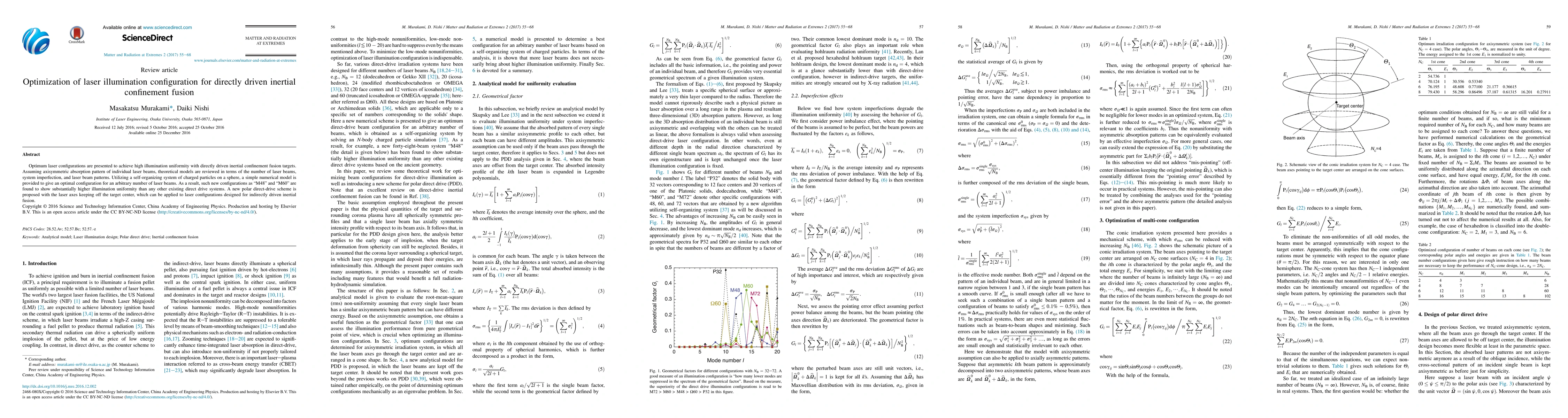 Thumbnail for Optimization of laser illumination configuration for directly driven inertial confinement fusion