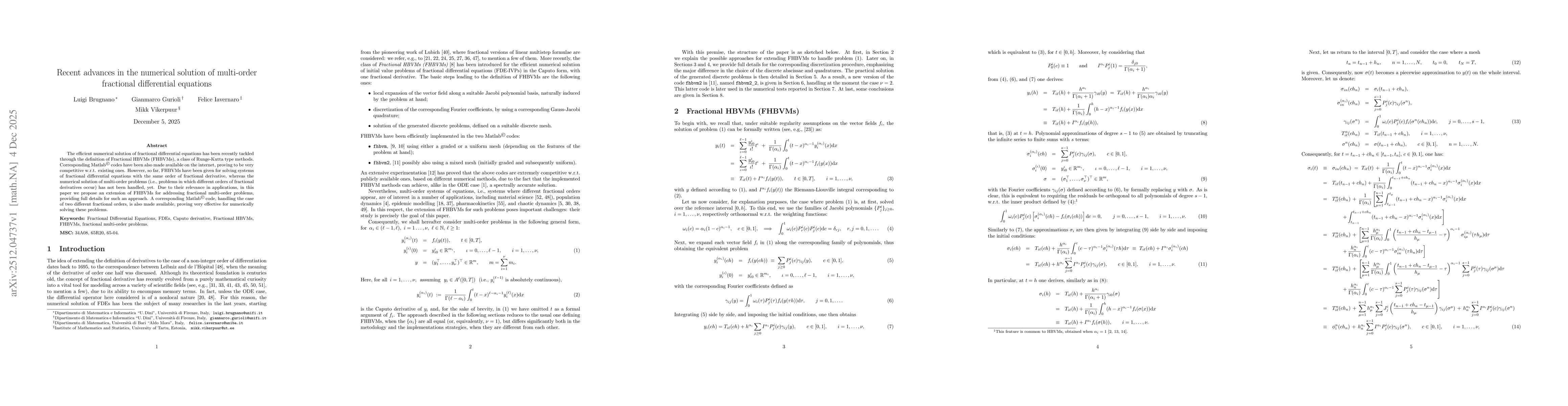 Thumbnail for Recent advances in the numerical solution of multi-order fractional differential equations