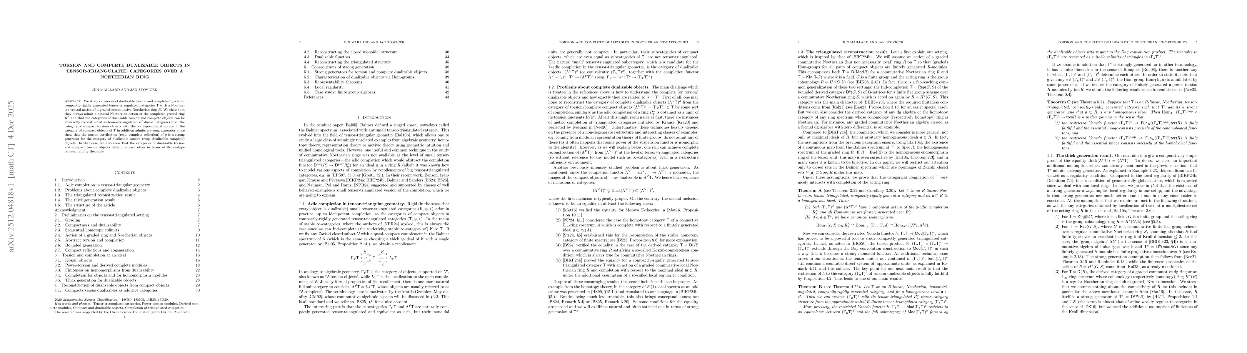 Thumbnail for Torsion and complete dualizable objects in tensor-triangulated categories over a Noetherian ring