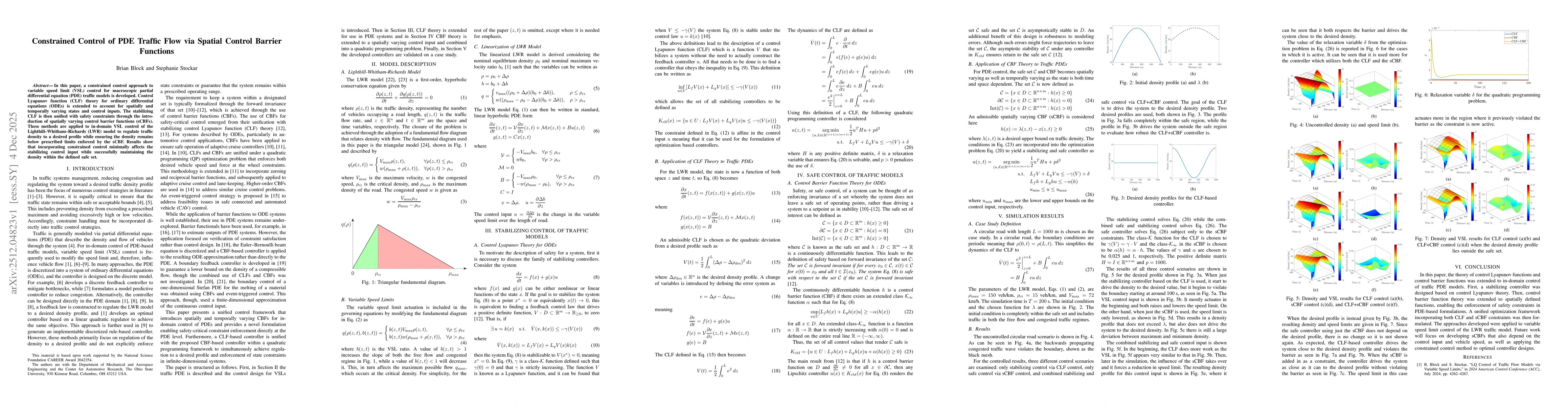 Thumbnail for Constrained Control of PDE Traffic Flow via Spatial Control Barrier Functions