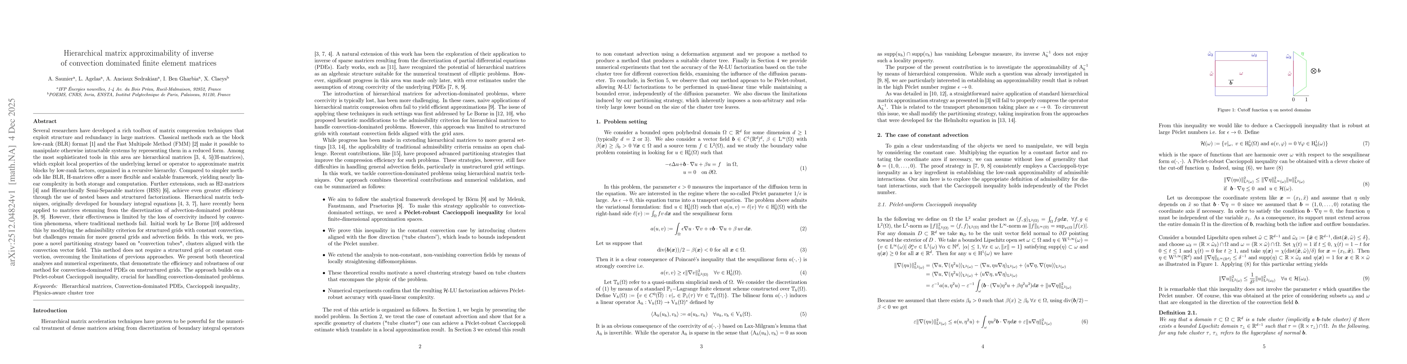 Thumbnail for Hierarchical matrix approximability of inverse of convection dominated finite element matrices