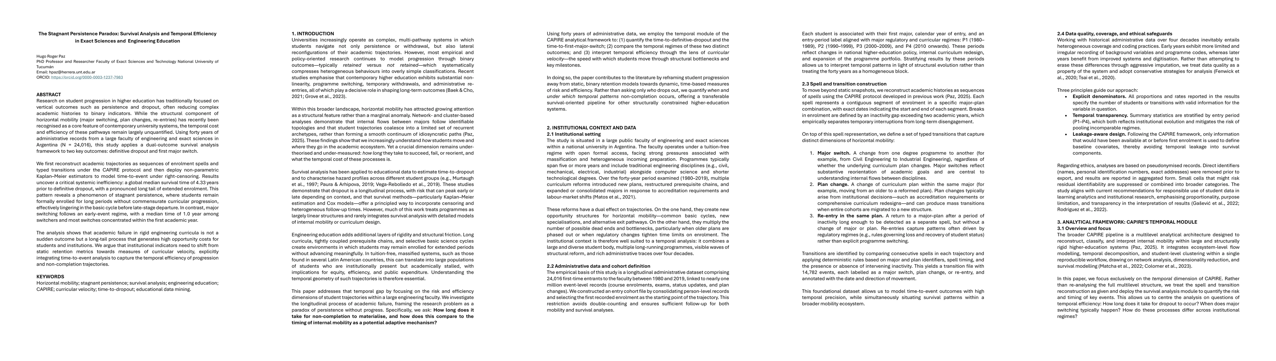 Thumbnail for The Stagnant Persistence Paradox: Survival Analysis and Temporal Efficiency in Exact Sciences and Engineering Education