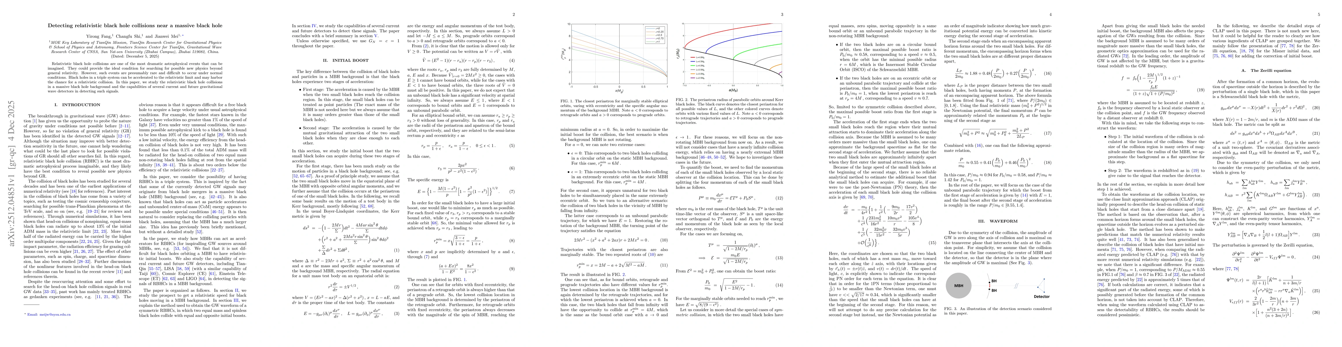 Thumbnail for Detecting relativistic black hole collisions near a massive black hole
