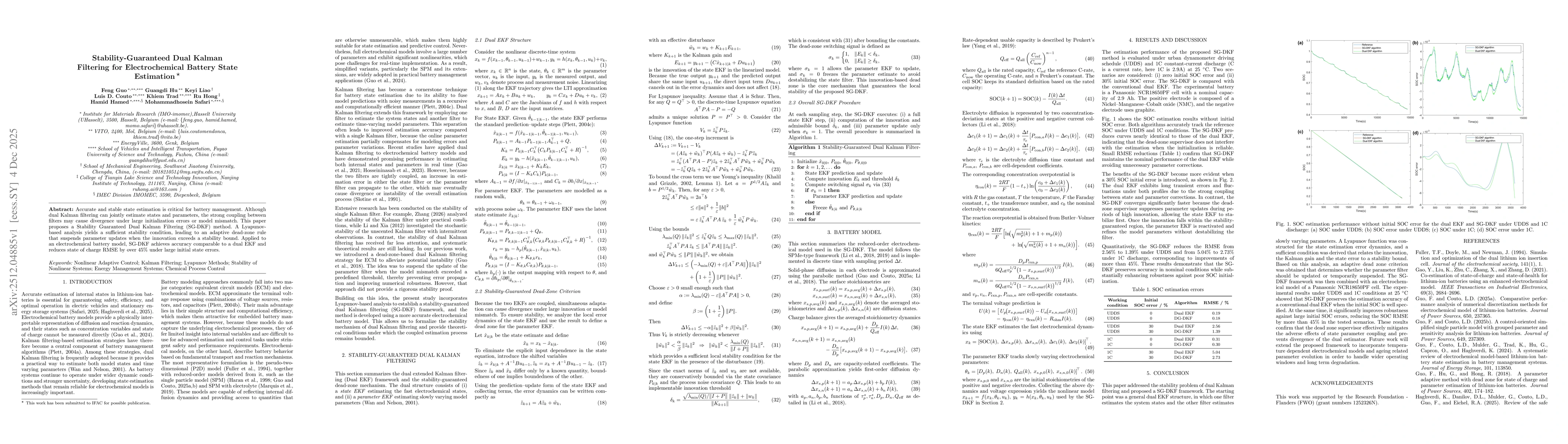 Thumbnail for Stability-Guaranteed Dual Kalman Filtering for Electrochemical Battery State Estimation