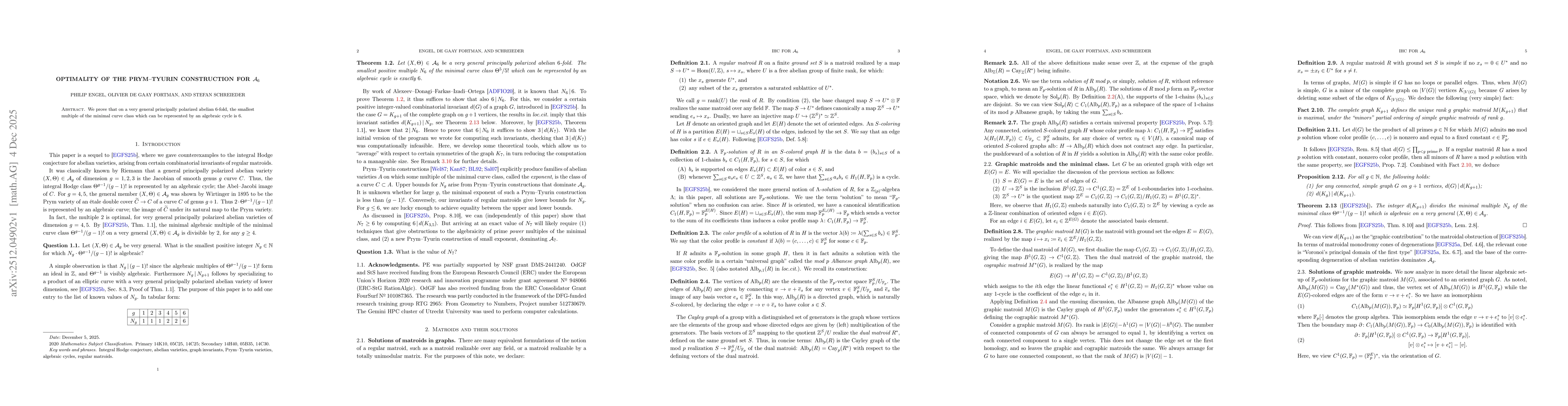 Thumbnail for Optimality of the Prym-Tyurin construction for $\mathcal{A}_6$