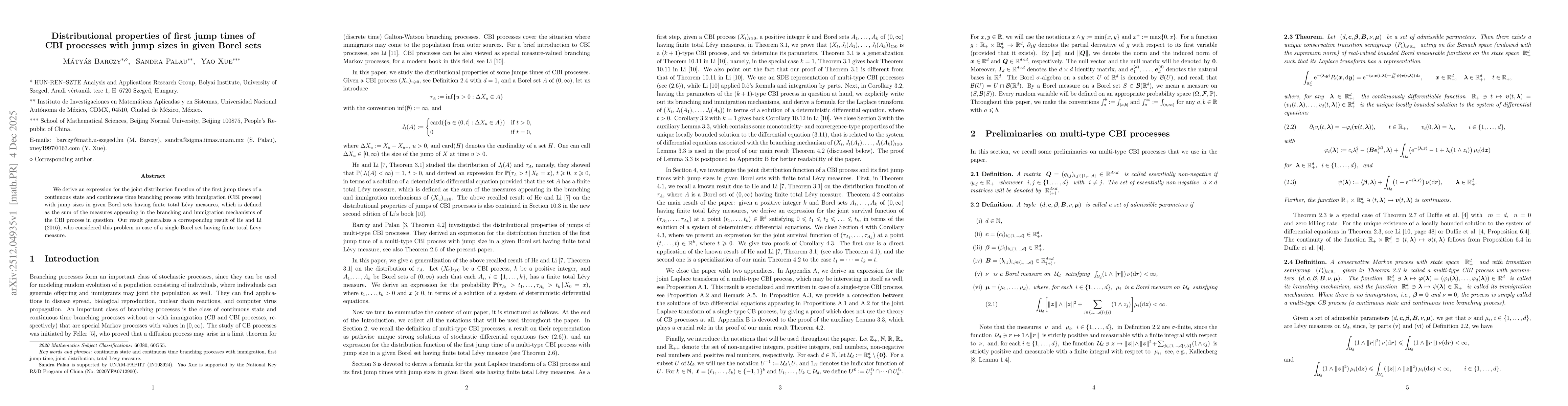 Thumbnail for Distributional properties of first jump times of CBI processes with jump sizes in given Borel sets