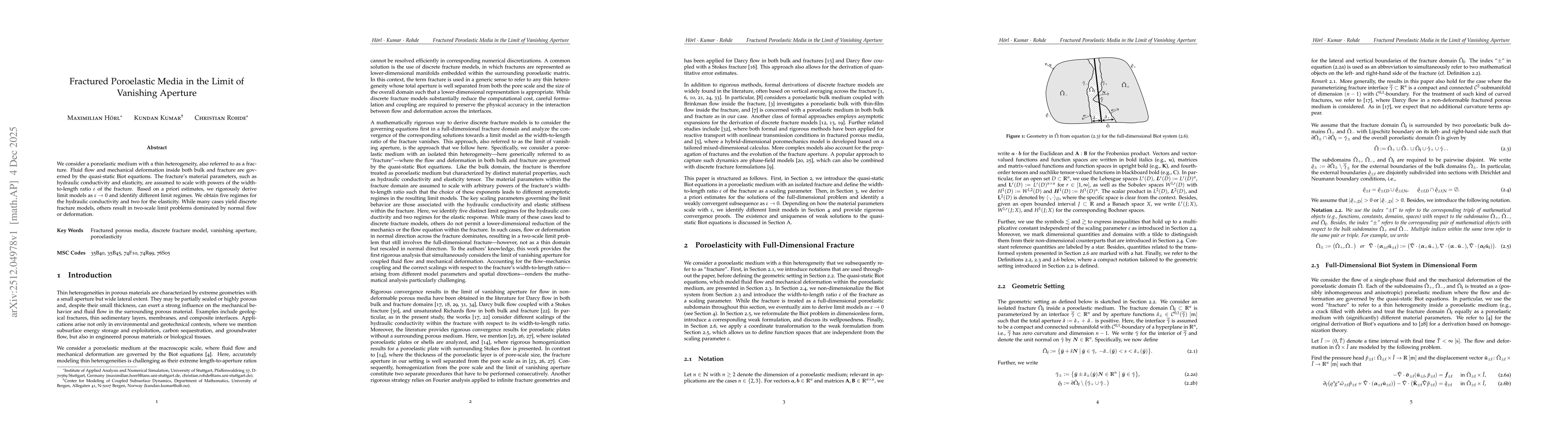 Thumbnail for Fractured Poroelastic Media in the Limit of Vanishing Aperture
