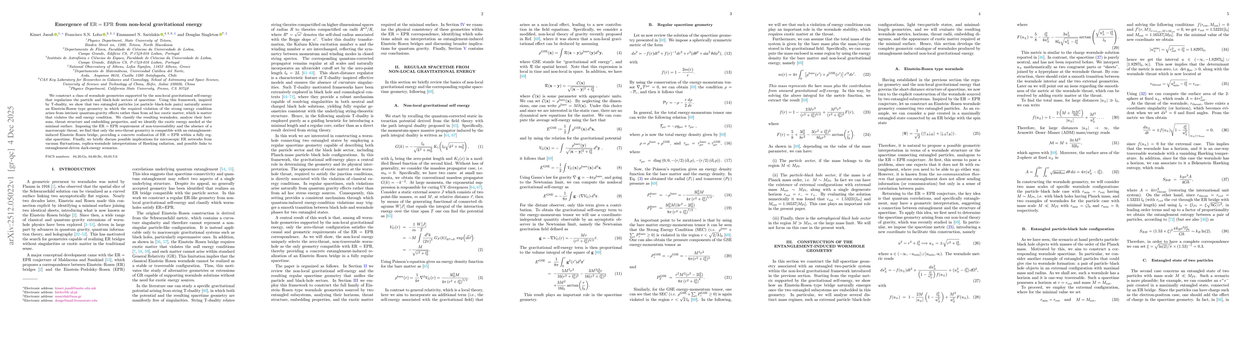 Thumbnail for Emergence of ER=EPR from non-local gravitational energy