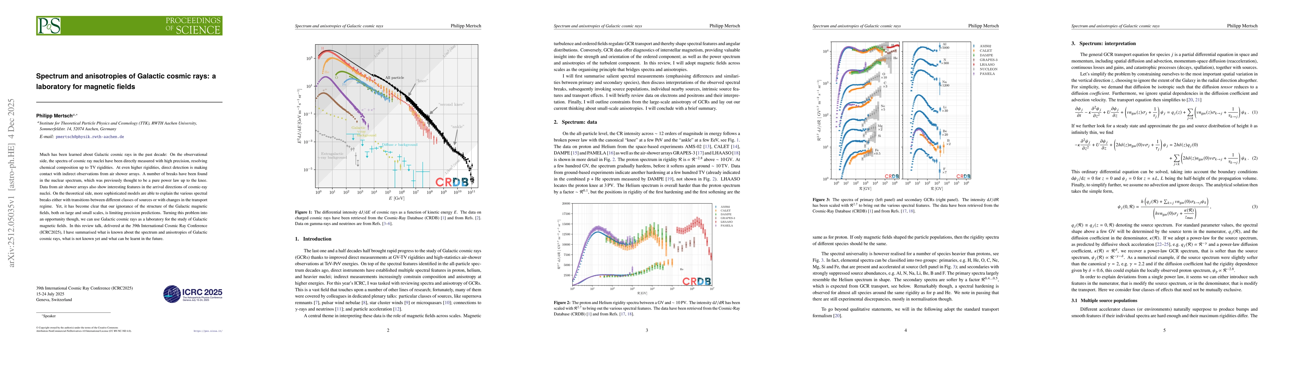 Thumbnail for Spectrum and anisotropies of Galactic cosmic rays: a laboratory for magnetic fields