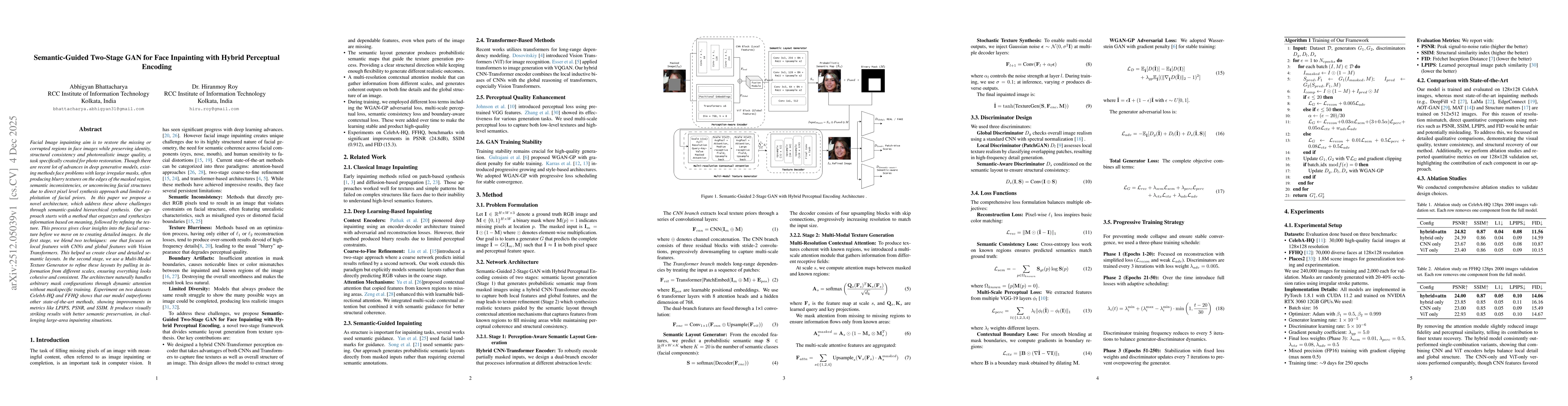 Thumbnail for Semantic-Guided Two-Stage GAN for Face Inpainting with Hybrid Perceptual Encoding