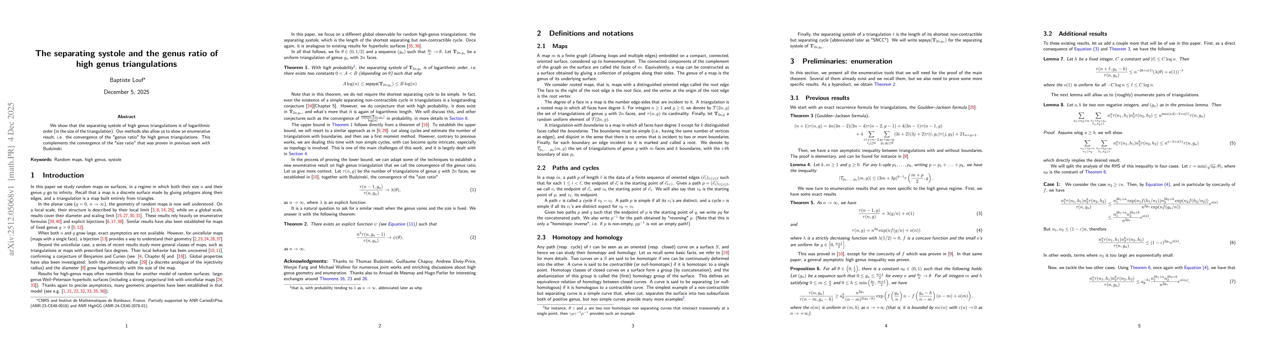 Thumbnail for The separating systole and the genus ratio of high genus triangulations
