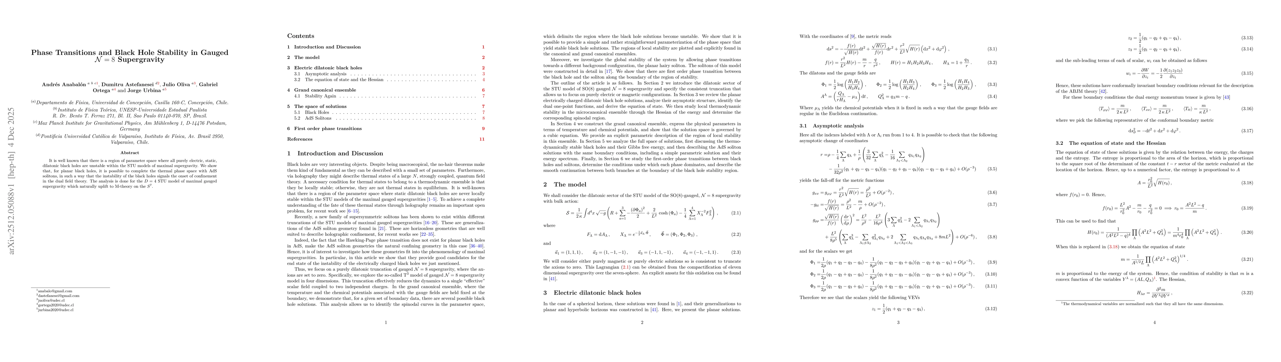 Thumbnail for Phase Transitions and Black Hole Stability in Gauged N = 8 Supergravity