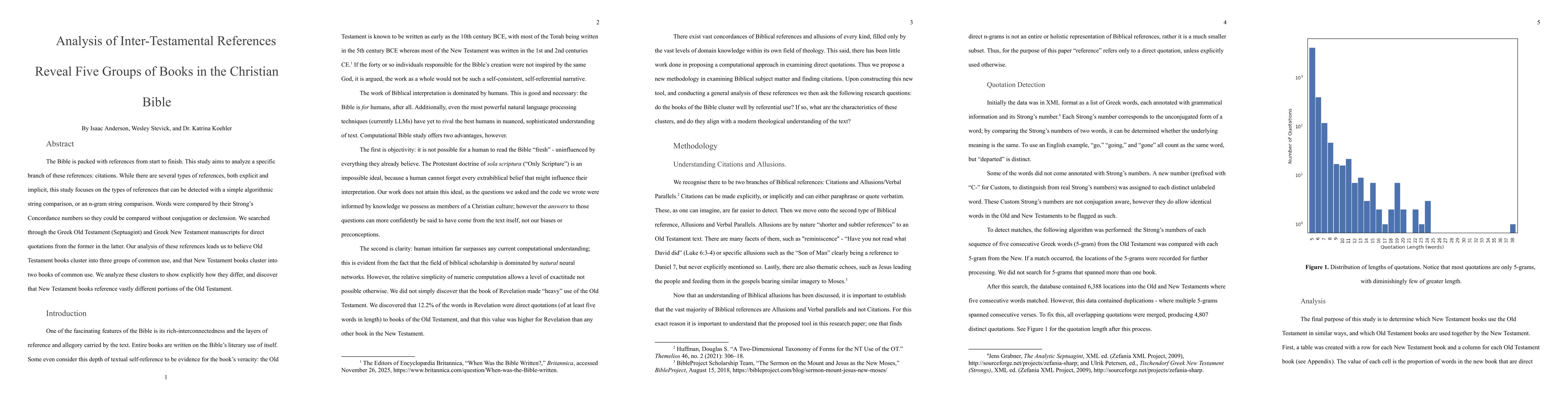 Thumbnail for Analysis of Inter-Testamental References Reveal Five Groups of Books in the Christian Bible