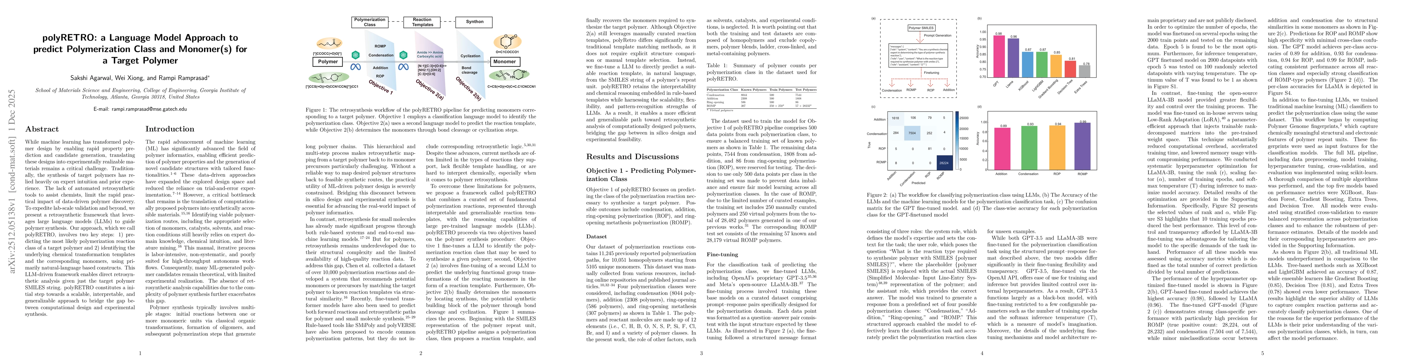 Thumbnail for polyRETRO: a Language Model Approach to predict Polymerization Class and Monomer(s) for a Target Polymer