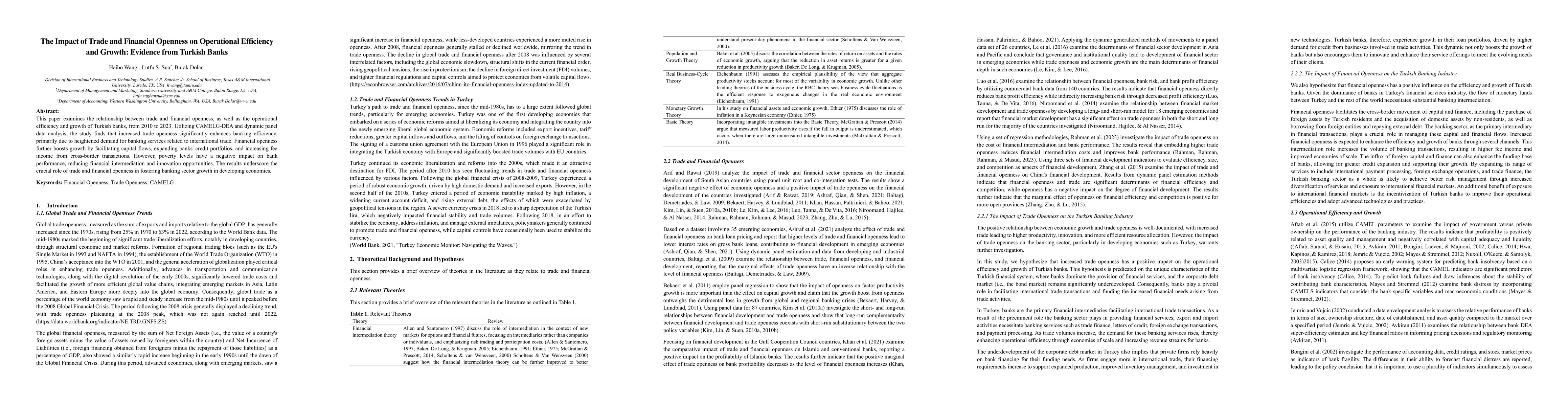 Thumbnail for The Impact of Trade and Financial Openness on Operational Efficiency and Growth: Evidence from Turkish Banks