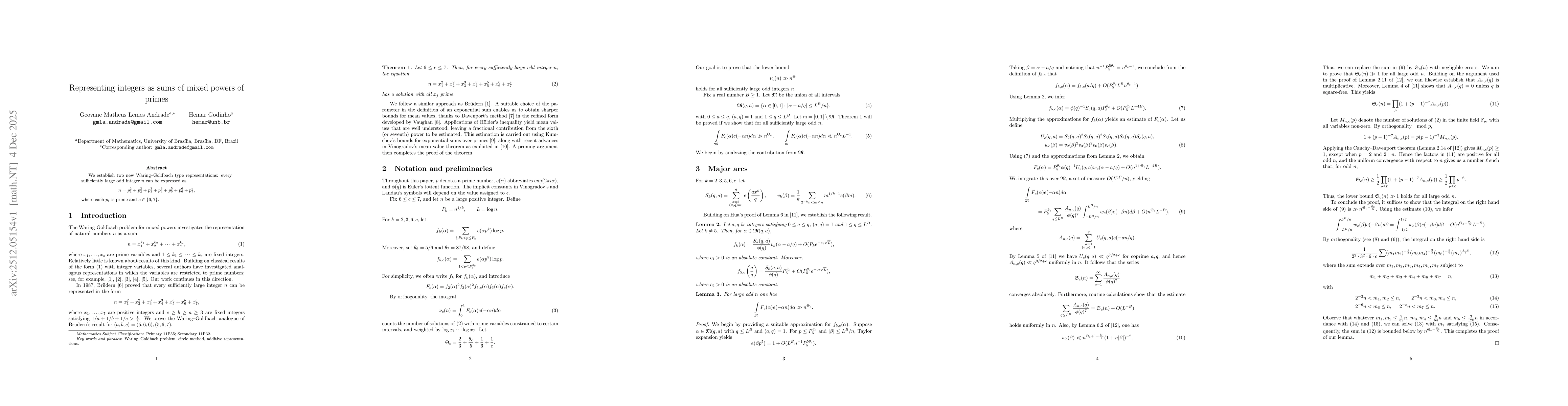 Thumbnail for Representing integers as sums of mixed powers of primes