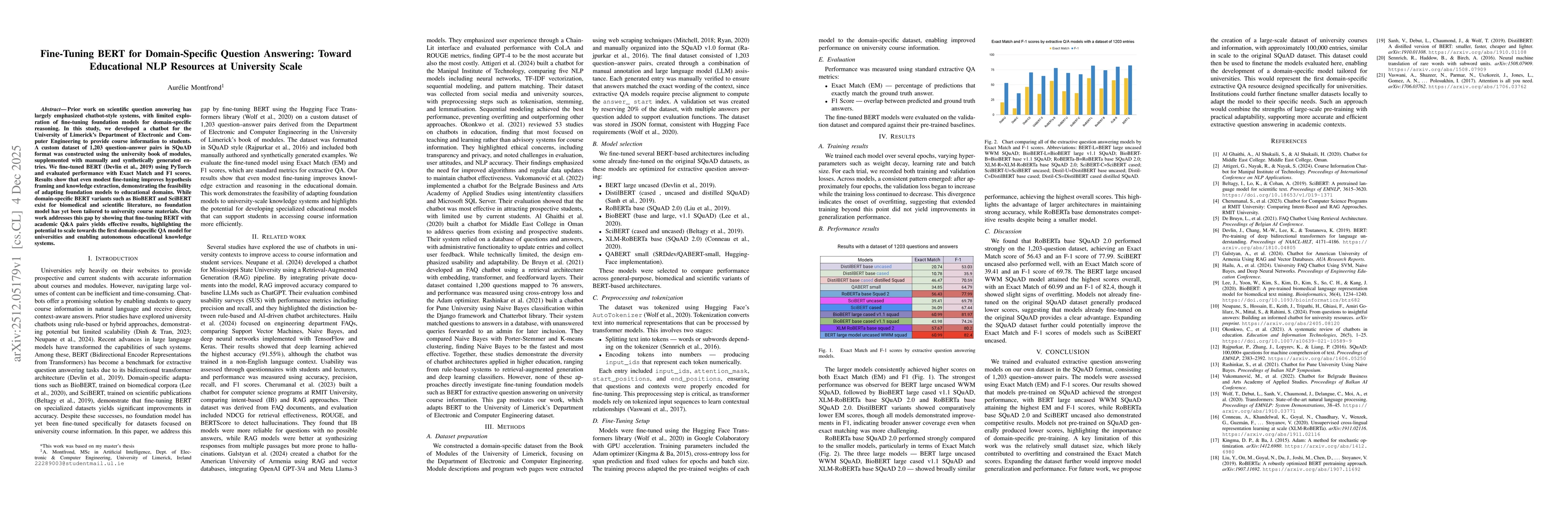 Thumbnail for Fine-Tuning BERT for Domain-Specific Question Answering: Toward Educational NLP Resources at University Scale