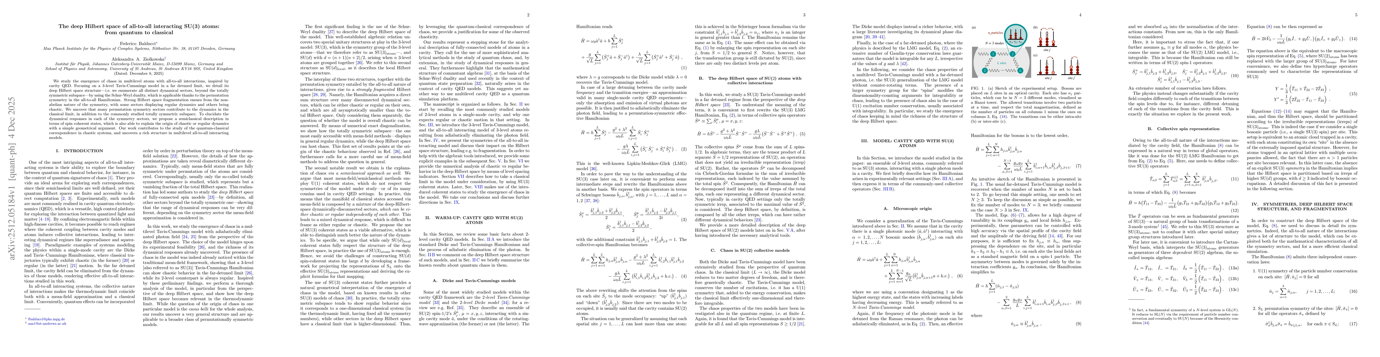 Thumbnail for The deep Hilbert space of all-to-all interacting SU(3) atoms: from quantum to classical