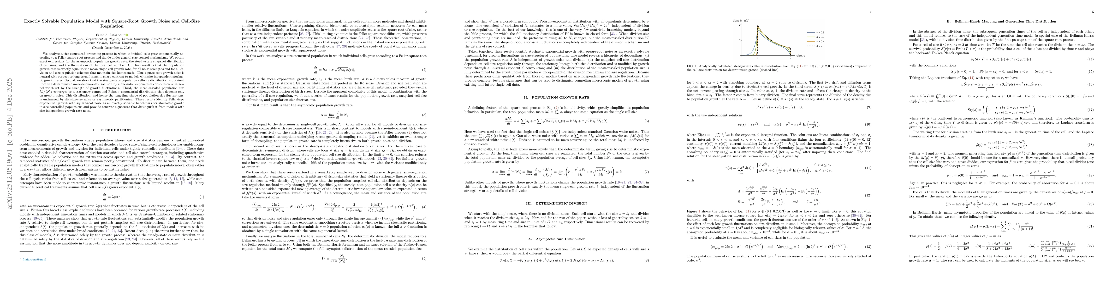 Thumbnail for Exactly Solvable Population Model with Square-Root Growth Noise and Cell-Size Regulation