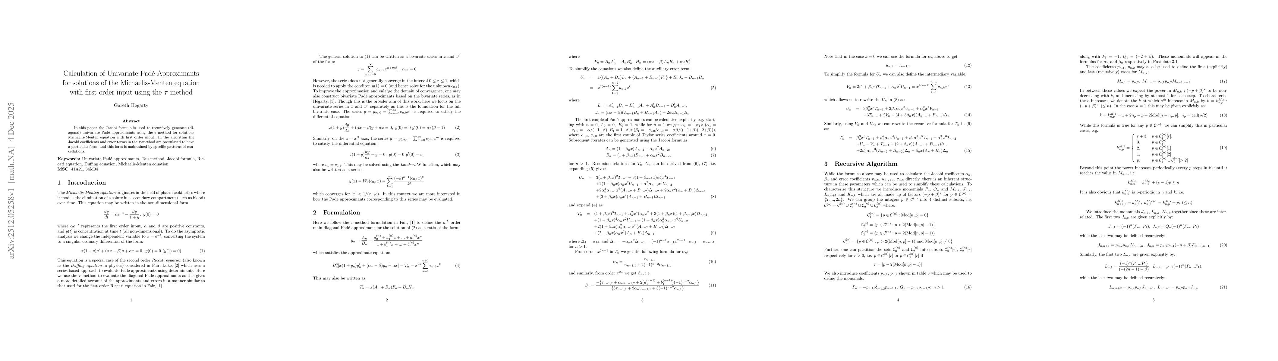 Thumbnail for Calculation of Univariate Pade Approximants for solutions of the Michaelis-Menten equation with first order input using the Tau method