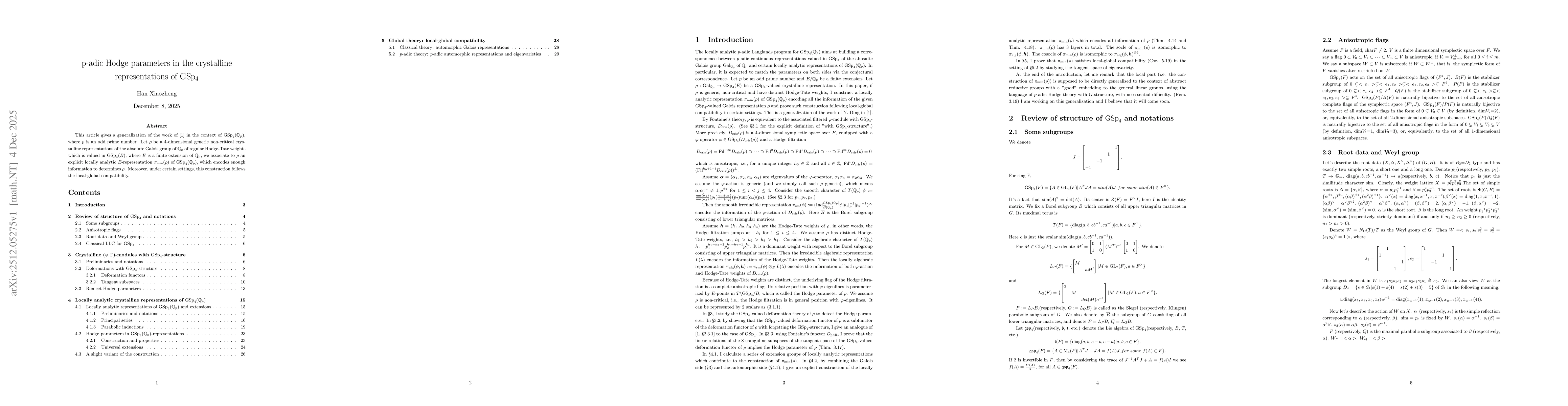 Thumbnail for p-adic Hodge parameters in the crystalline representations of GSp4