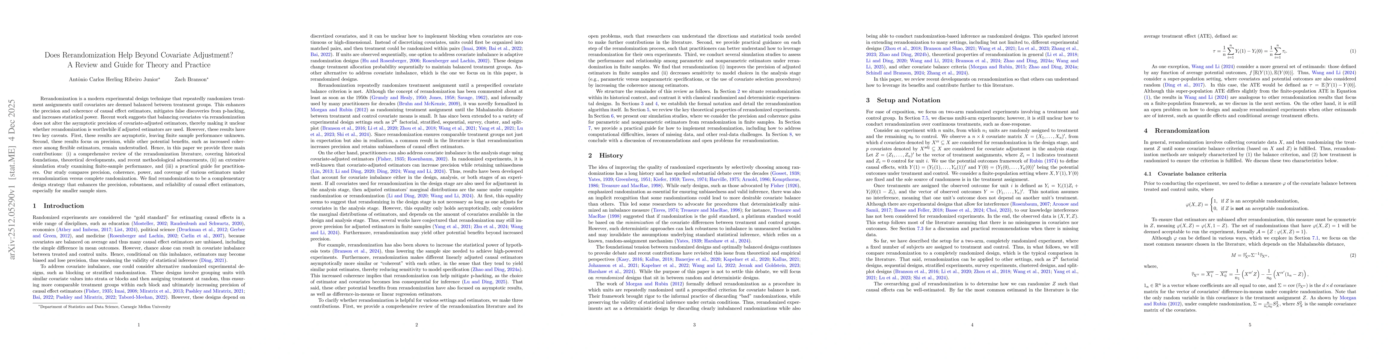 Thumbnail for Does Rerandomization Help Beyond Covariate Adjustment? A Review and Guide for Theory and Practice