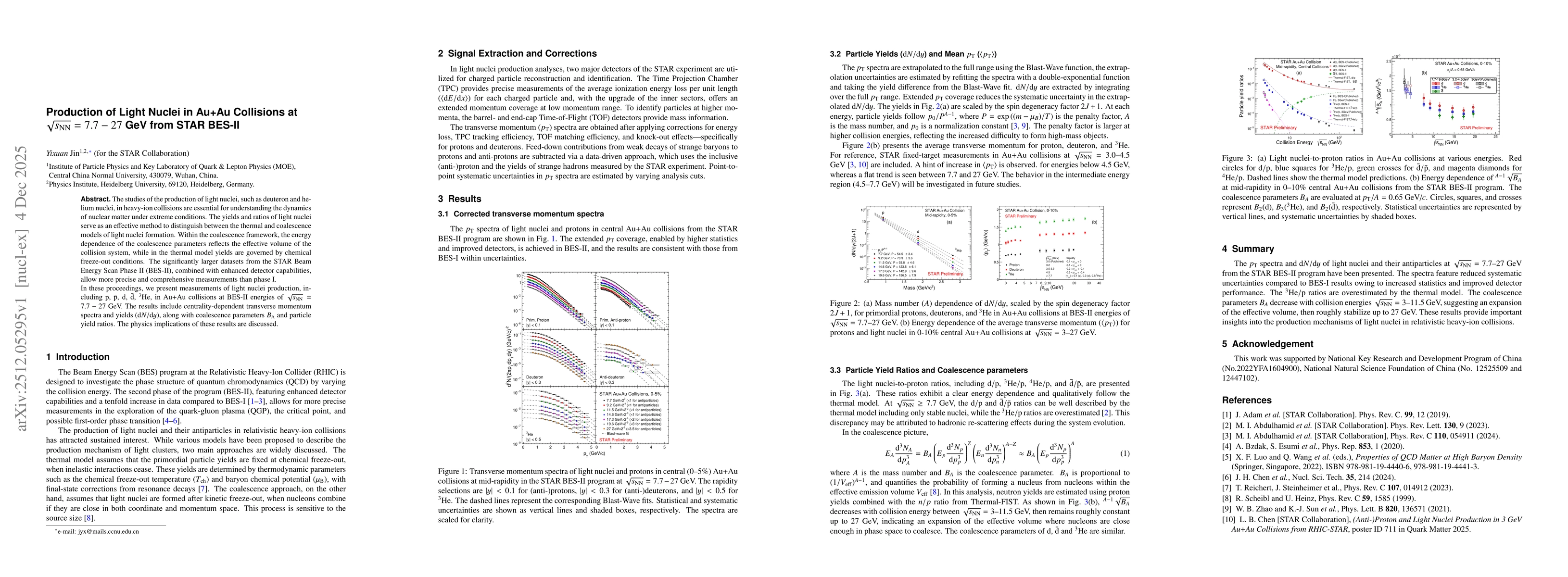Thumbnail for Production of Light Nuclei in Au+Au Collisions at $\sqrt{s_{\rm NN}} = 7.7-27$ GeV from STAR BES-II