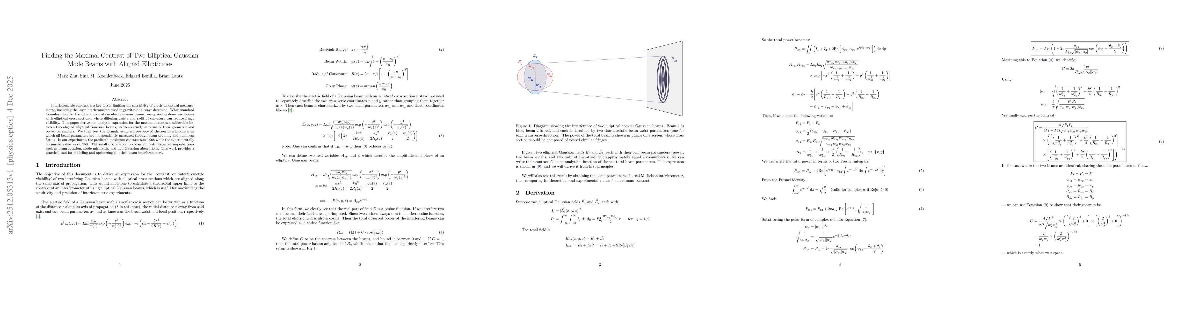 Thumbnail for Finding the Maximal Contrast of Two Elliptical Gaussian Mode Beams with Aligned Ellipticities