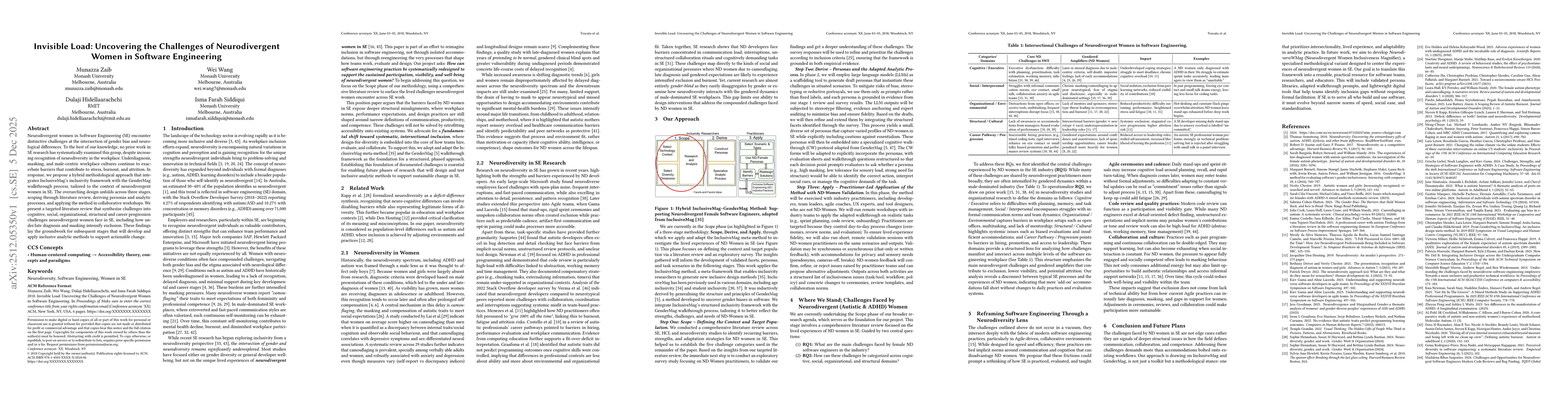 Thumbnail for Invisible Load: Uncovering the Challenges of Neurodivergent Women in Software Engineering
