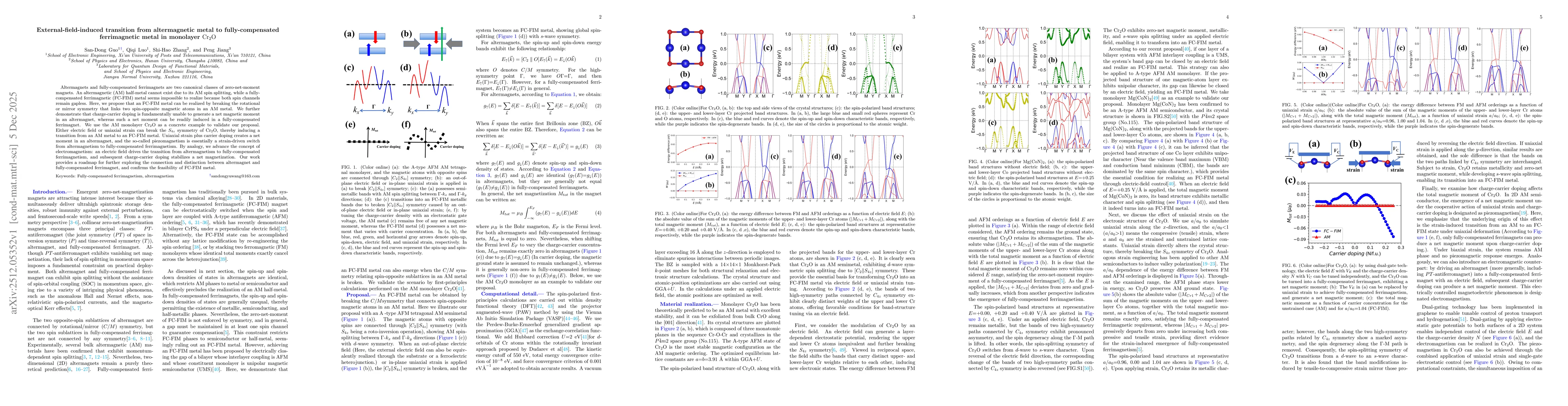 Thumbnail for External-field-induced transition from altermagnetic metal to fully-compensated ferrimagnetic metal in monolayer $\mathrm{Cr_2O}$