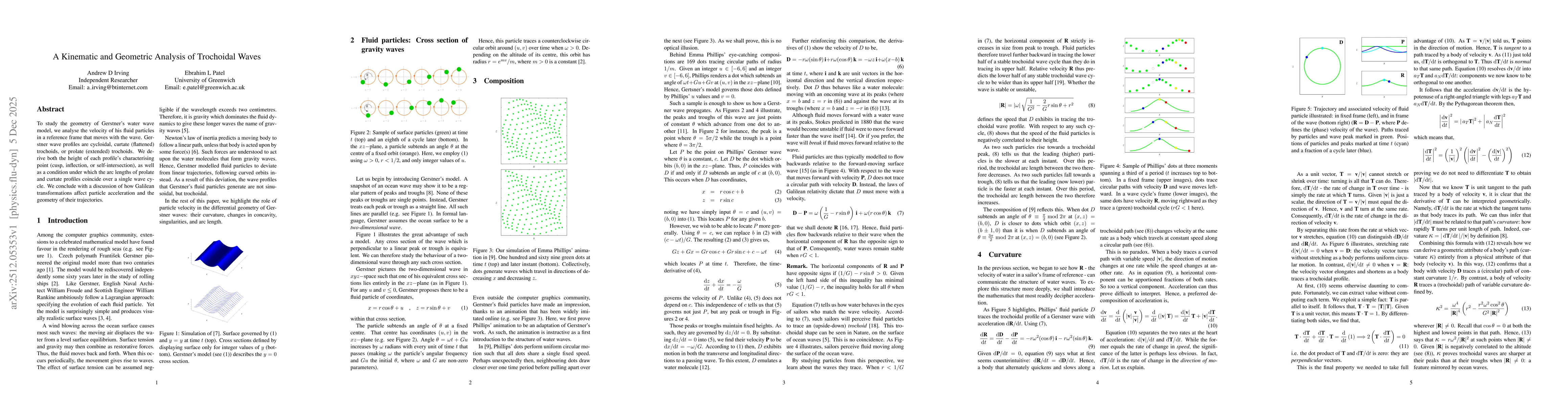 Thumbnail for A Kinematic and Geometric Analysis of Trochoidal Waves