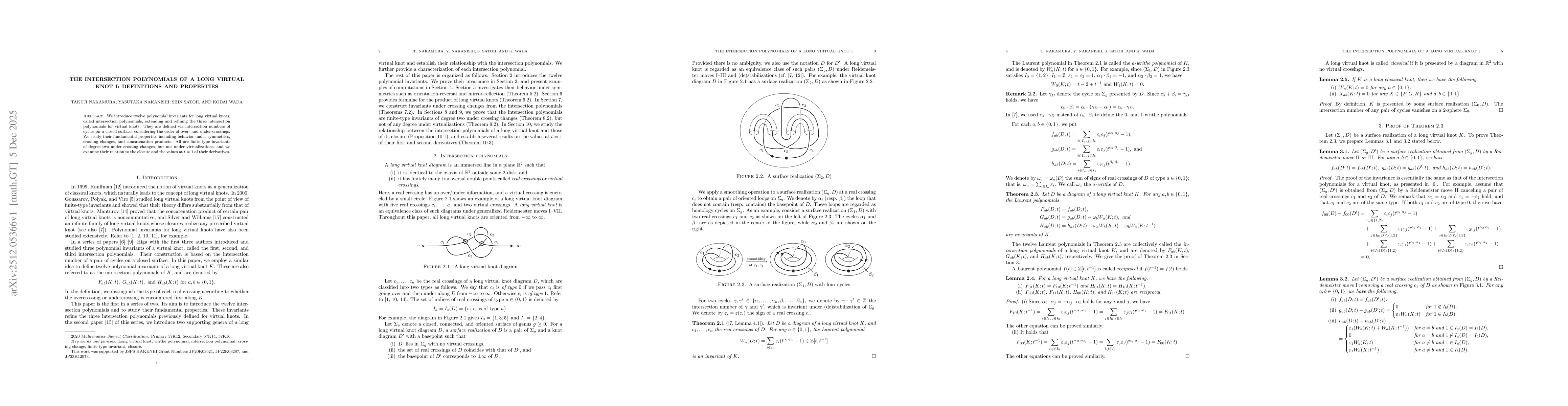 Thumbnail for The intersection polynomials of a long virtual knot I: Definitions and properties