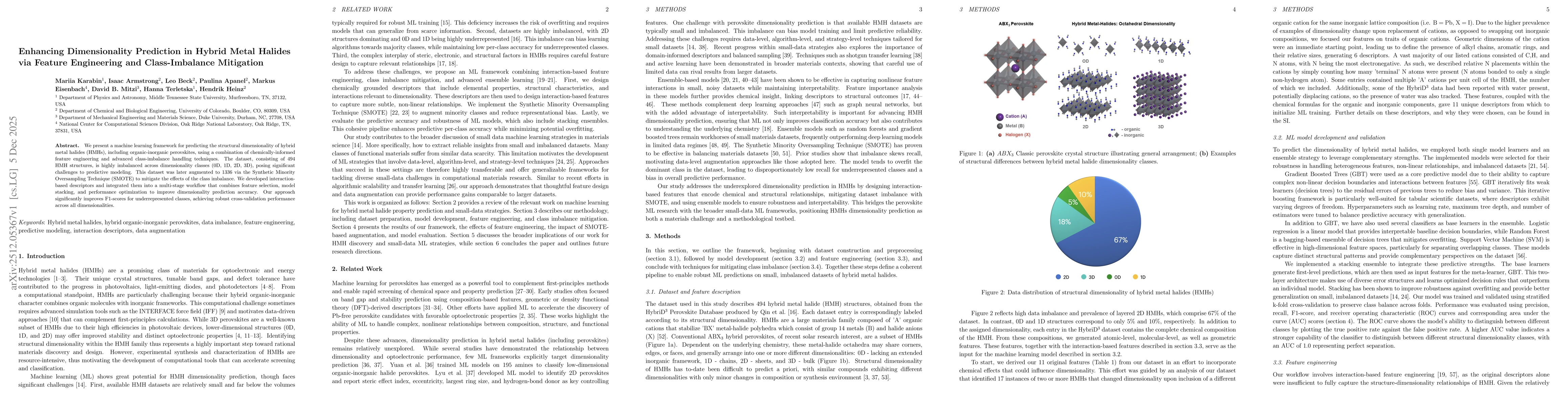 Thumbnail for Enhancing Dimensionality Prediction in Hybrid Metal Halides via Feature Engineering and Class-Imbalance Mitigation
