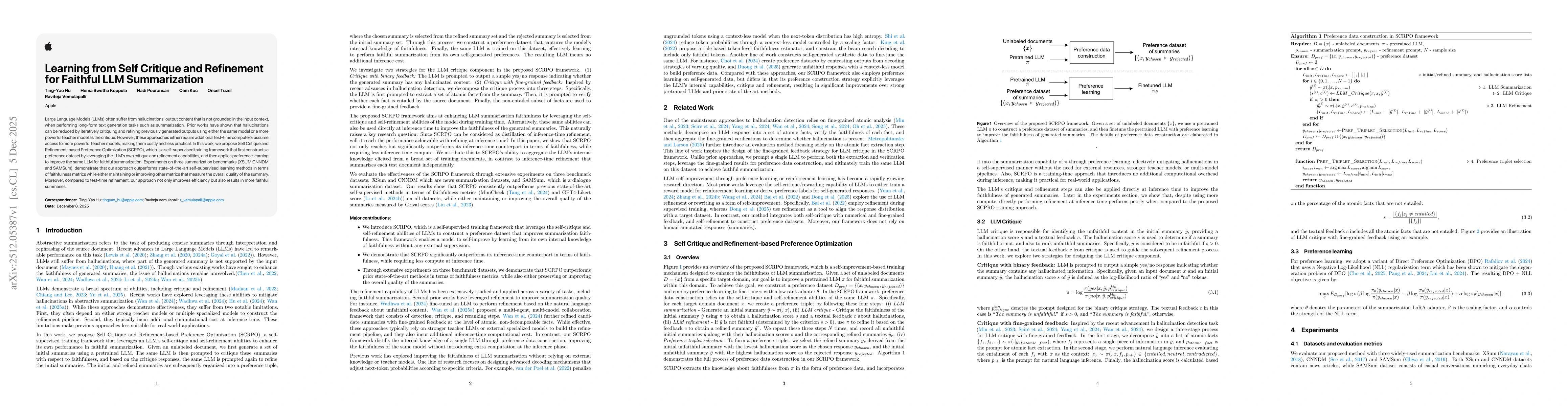 Thumbnail for Learning from Self Critique and Refinement for Faithful LLM Summarization