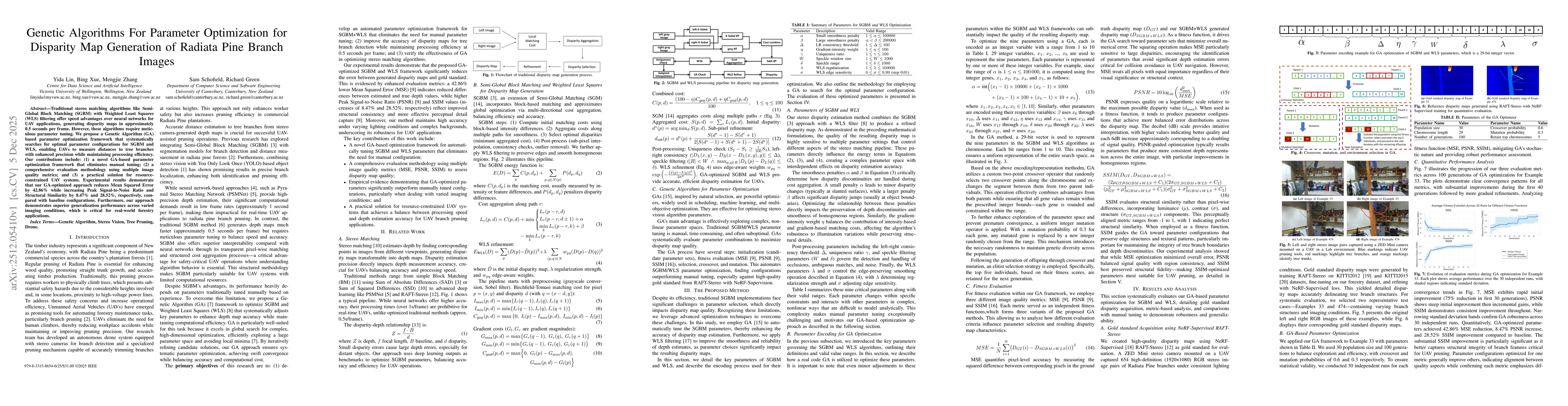 Thumbnail for Genetic Algorithms For Parameter Optimization for Disparity Map Generation of Radiata Pine Branch Images