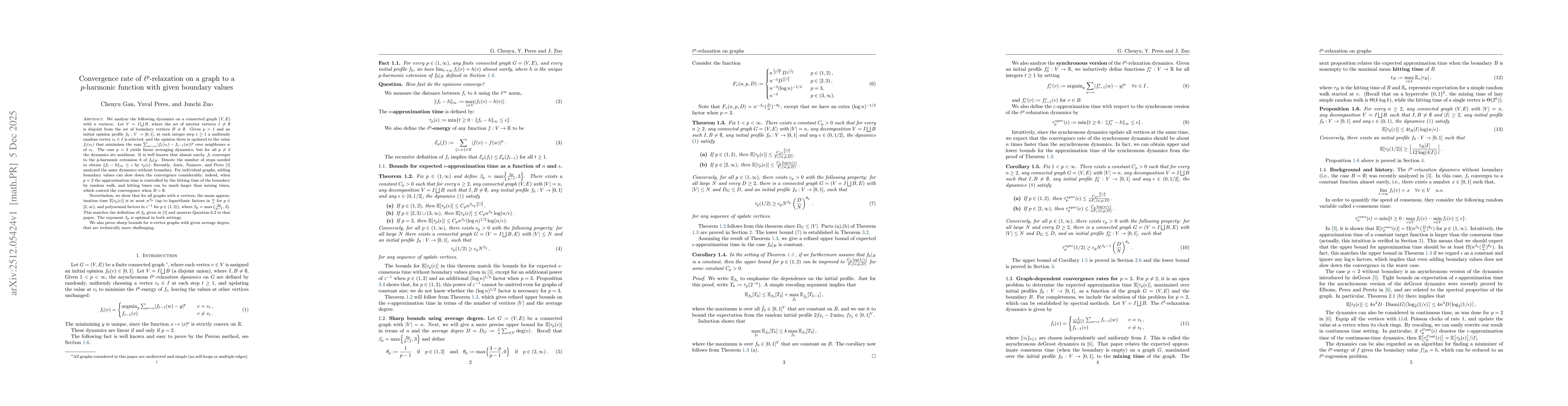 Thumbnail for Convergence rate of $\ell^p$-relaxation on a graph to a $p$-harmonic function with given boundary values