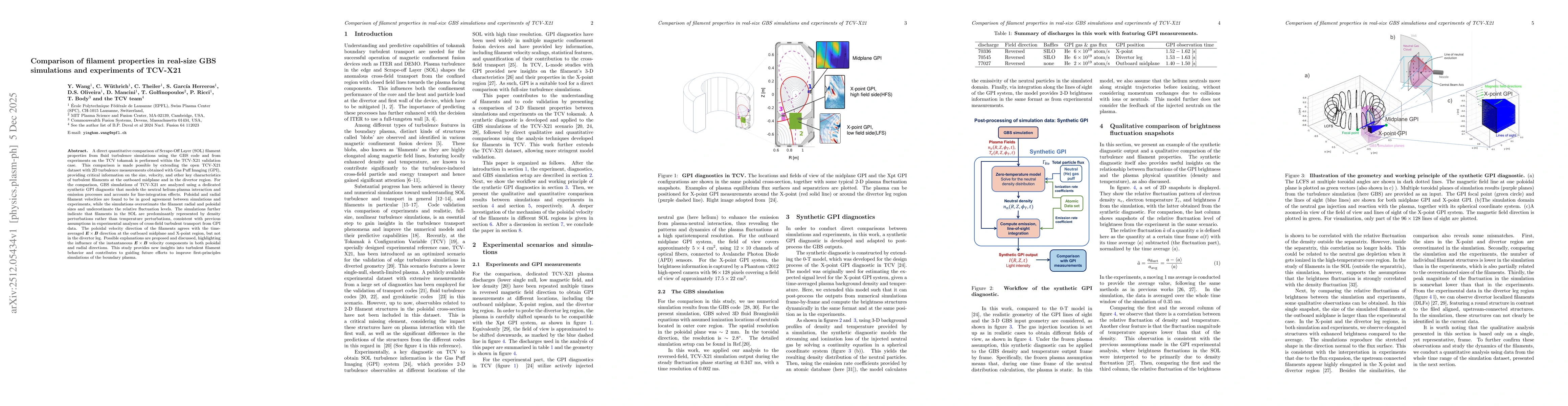 Thumbnail for Comparison of filament properties in real-size GBS simulations and experiments of TCV-X21