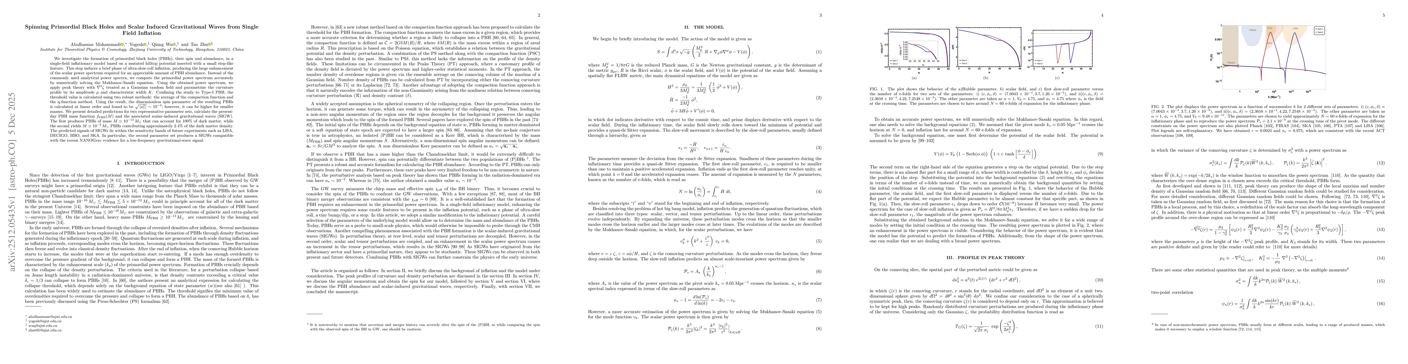 Thumbnail for Spinning Primordial Black Holes and Scalar Induced Gravitational Waves from Single Field Inflation