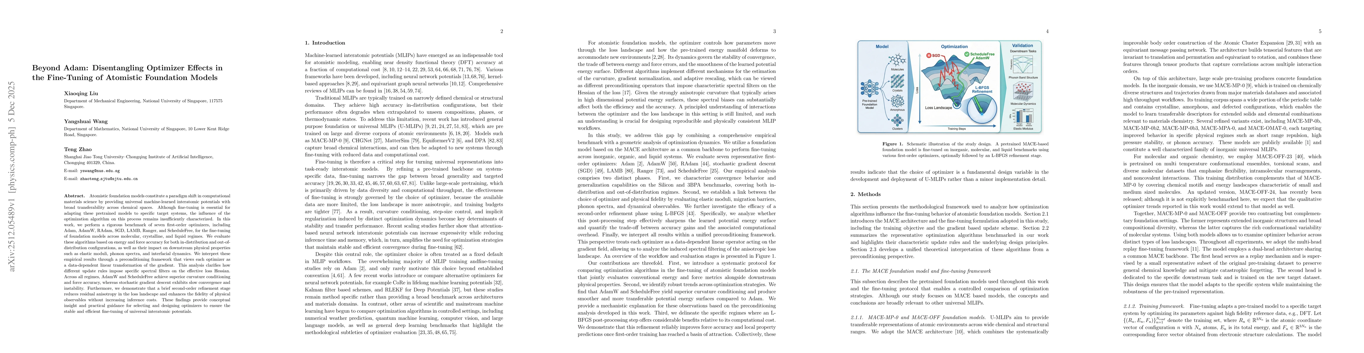 Thumbnail for Beyond Adam: Disentangling Optimizer Effects in the Fine-Tuning of Atomistic Foundation Models