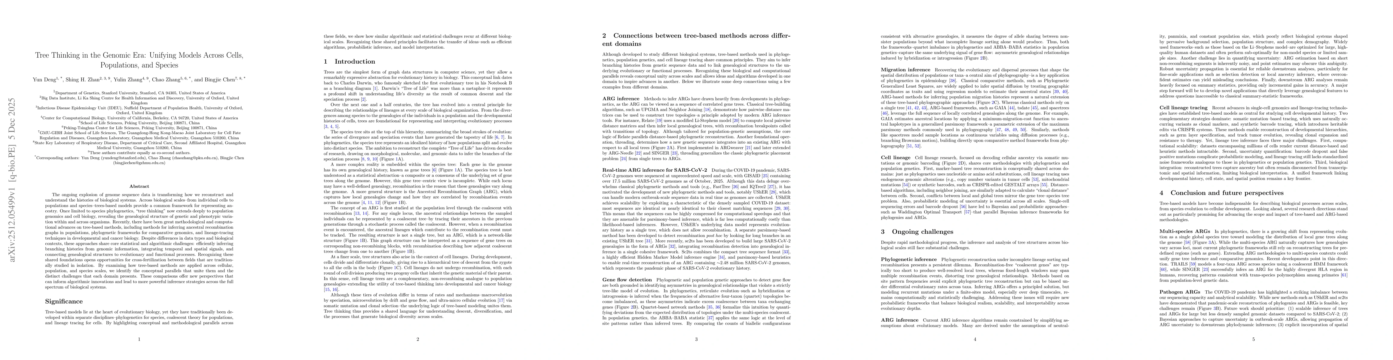 Thumbnail for Tree Thinking in the Genomic Era: Unifying Models Across Cells, Populations, and Species