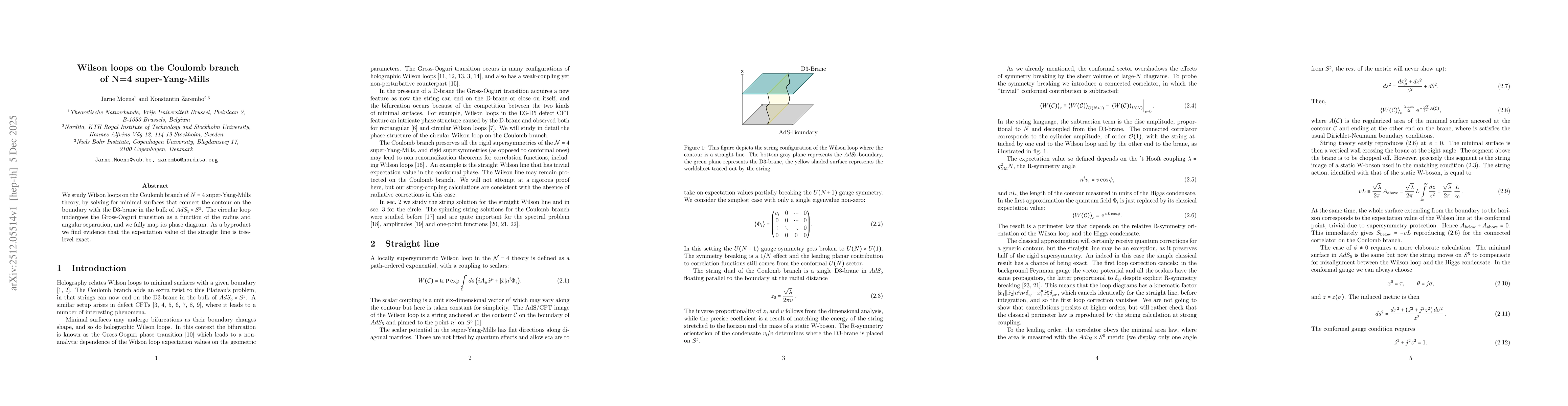 Thumbnail for Wilson loops on the Coulomb branch of $N=4$ super-Yang-Mills