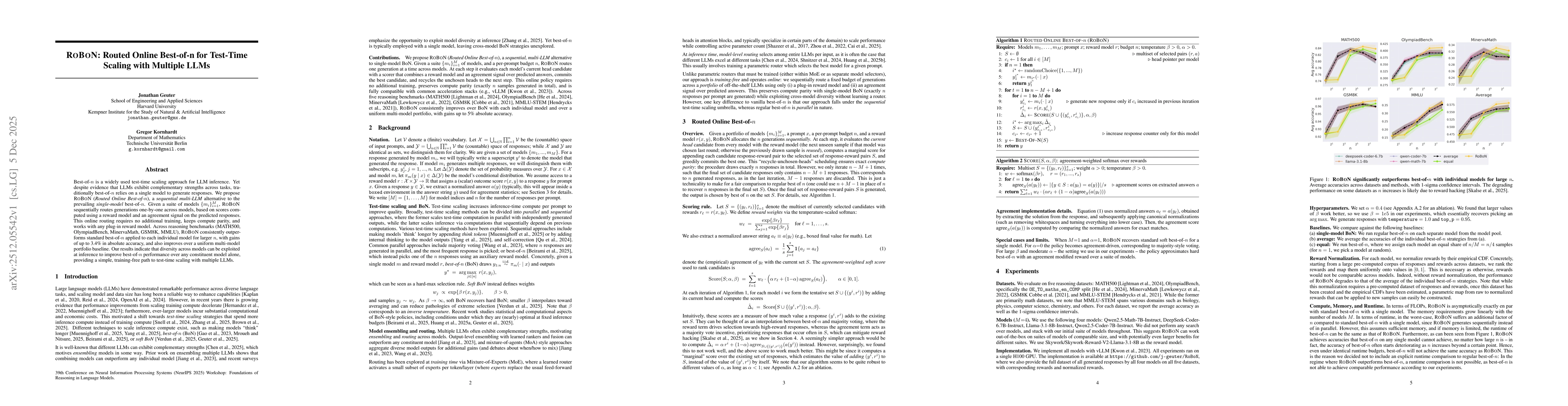 Thumbnail for RoBoN: Routed Online Best-of-n for Test-Time Scaling with Multiple LLMs