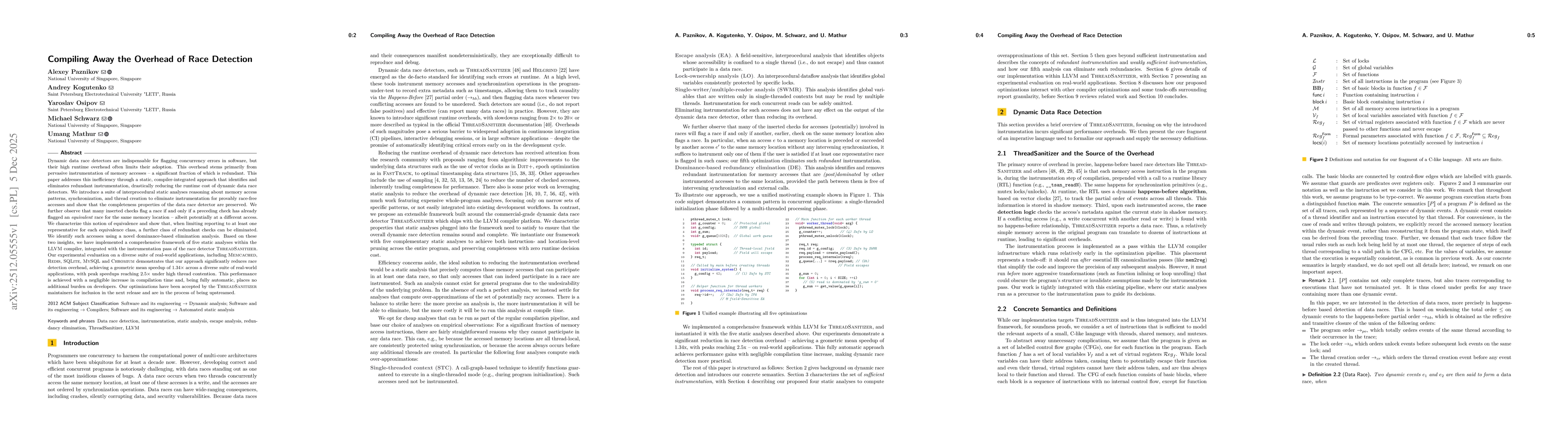 Thumbnail for Compiling Away the Overhead of Race Detection