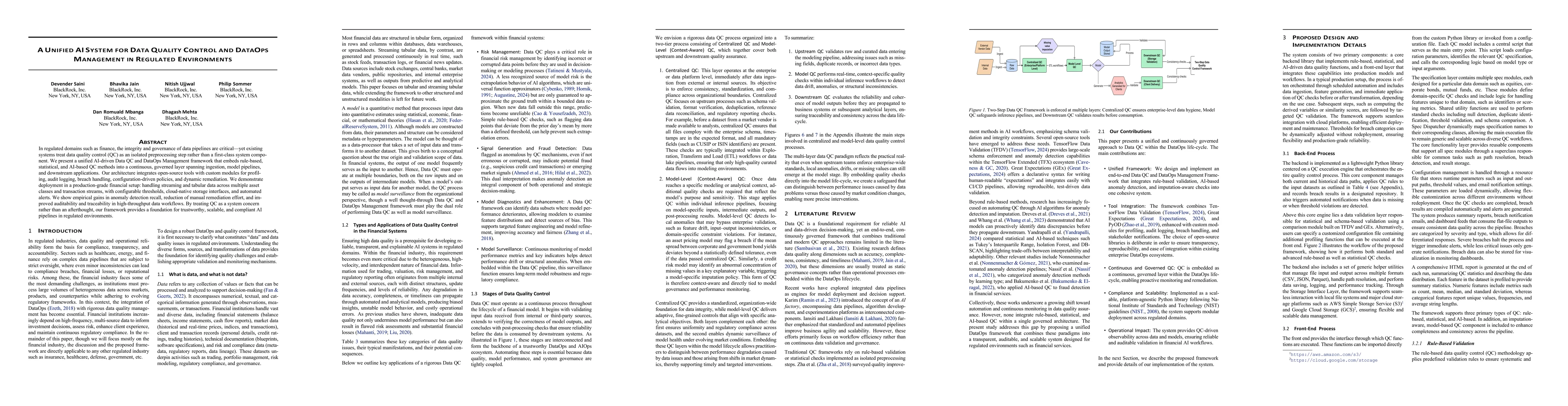 Thumbnail for A Unified AI System For Data Quality Control and DataOps Management in Regulated Environments