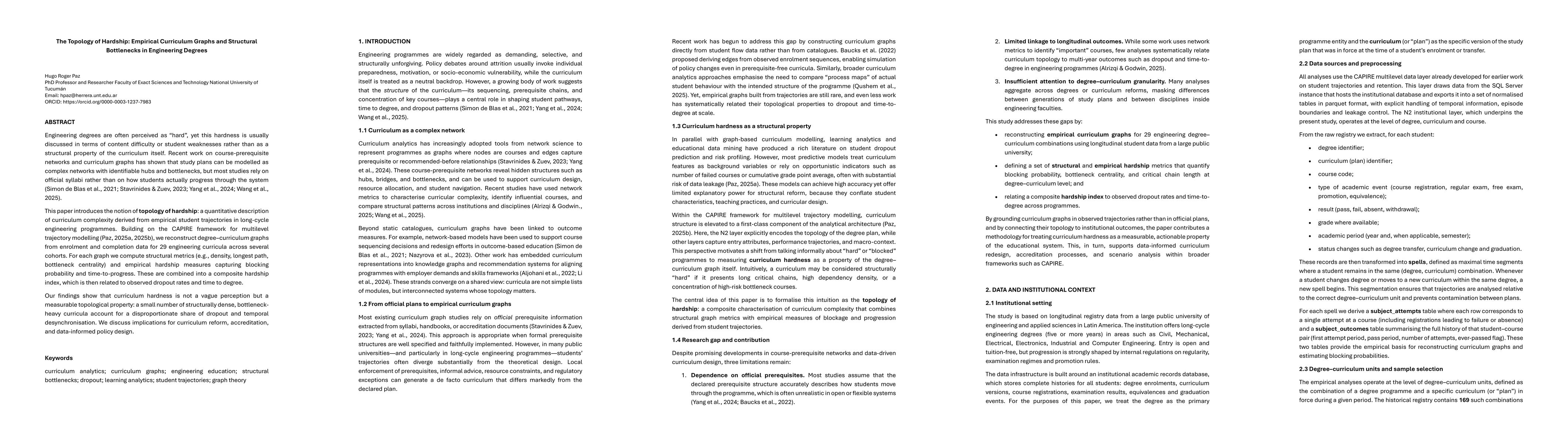 Thumbnail for The Topology of Hardship: Empirical Curriculum Graphs and Structural Bottlenecks in Engineering Degrees
