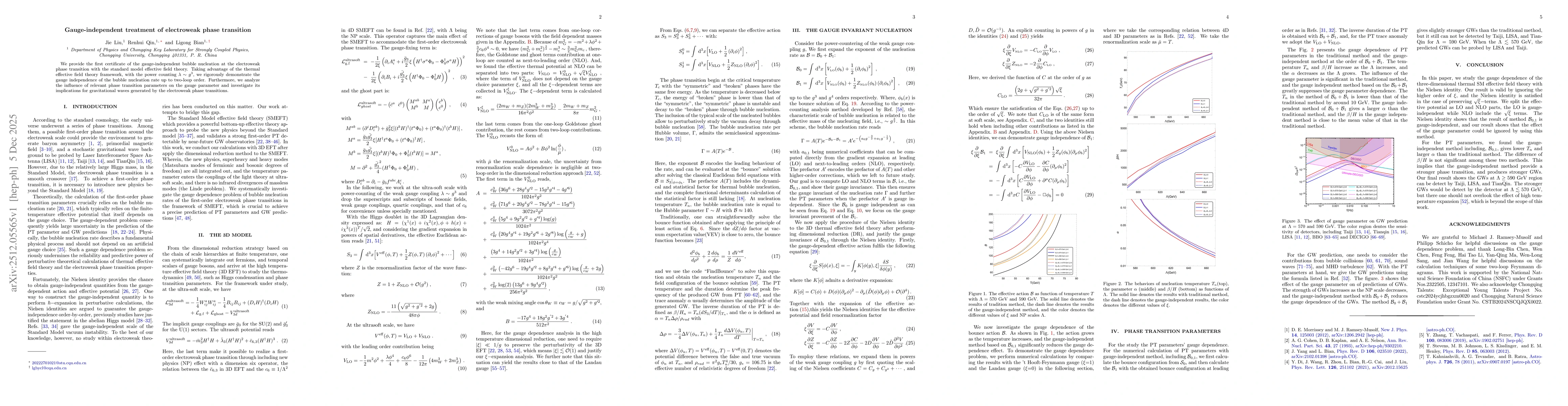 Thumbnail for Gauge-independent treatment of electroweak phase transition