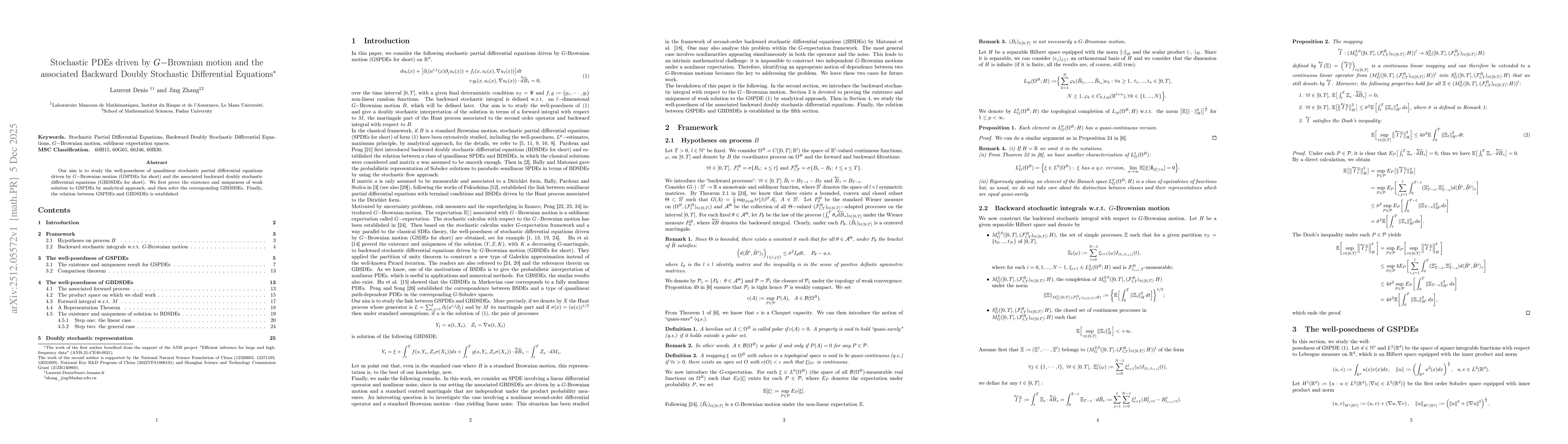 Thumbnail for Stochastic PDEs driven by G-Brownian motion and the associated Backward Doubly Stochastic Differential Equations