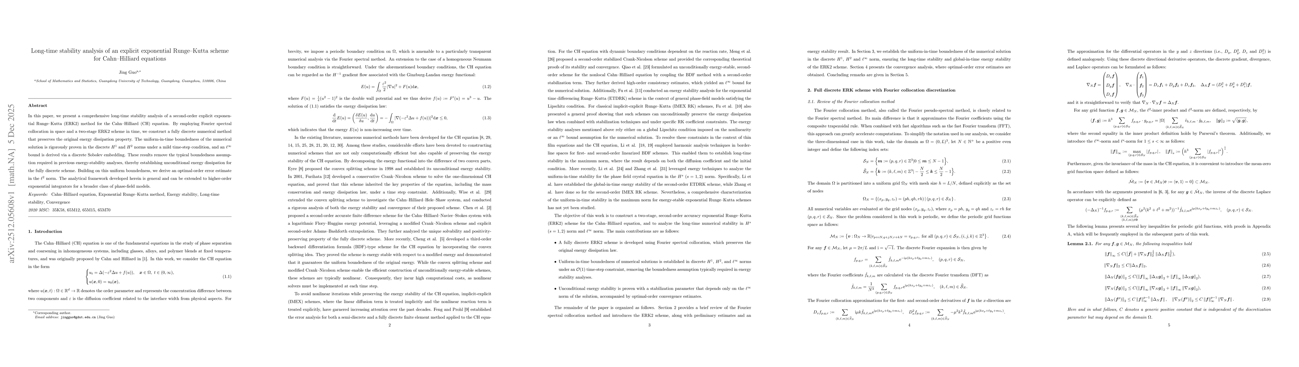 Thumbnail for Long-time stability analysis of an explicit exponential Runge-Kutta scheme for Cahn-Hilliard equations